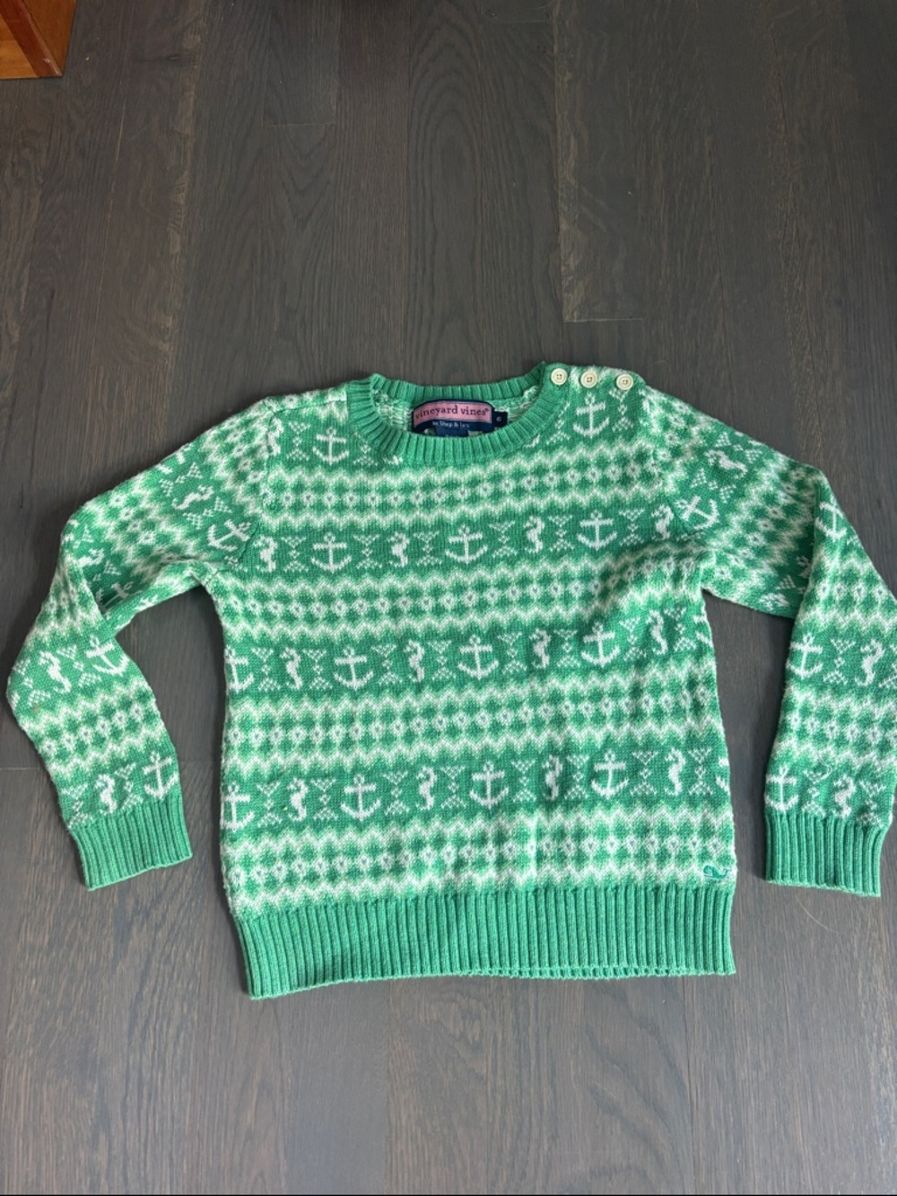Vineyard Vine size 6 nautical green sweater EUC
